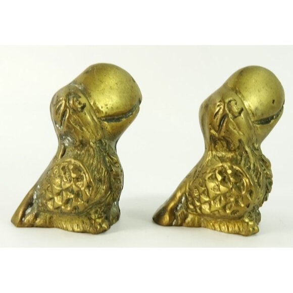 Pair of Small Toucans Birds Vintage Solid Brass Figurines Paperweights MCM - Picture 3 of 8